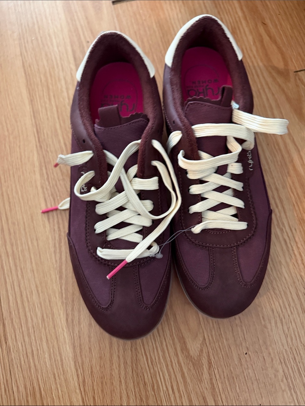 Burgundy Low-Top Sneakers with Cream Laces